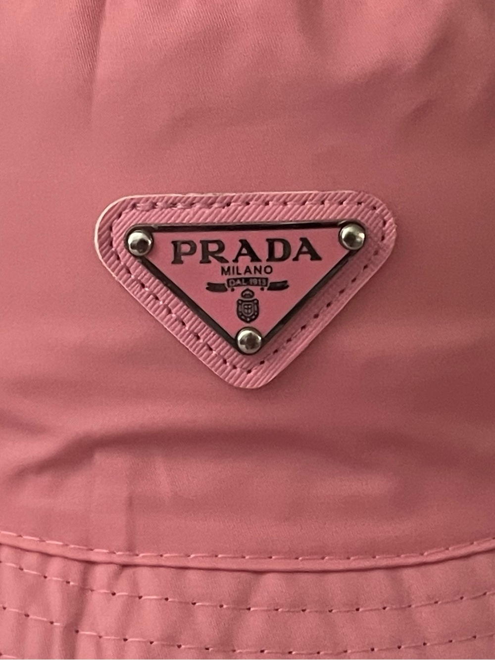 Prada Pink Re-Nylon Bucket Hat with Logo Plaque size Medium - Picture 2 of 6